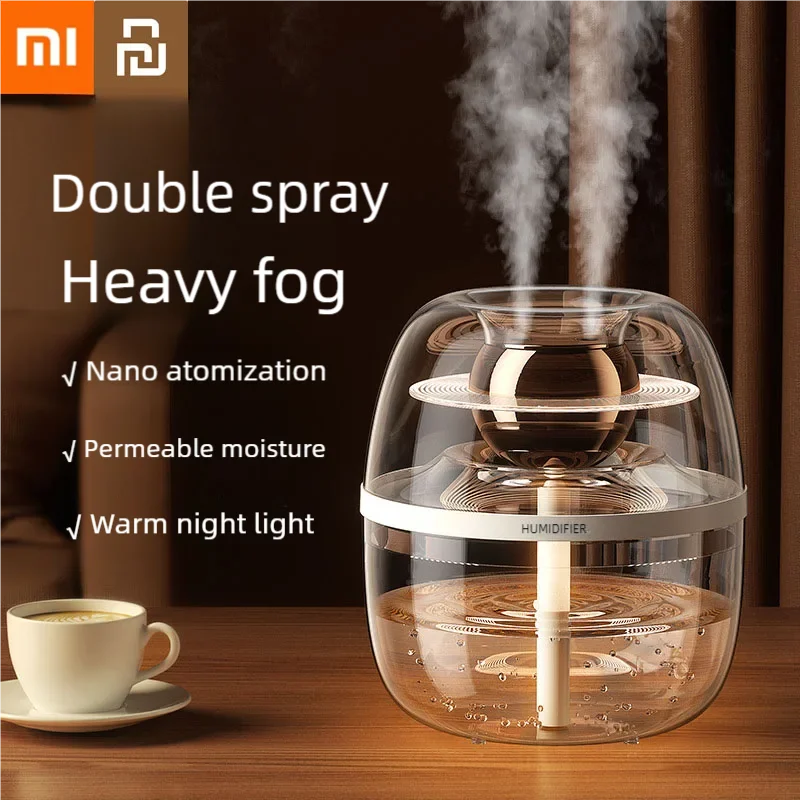 Xiaomi Youpin Humidifier Air Purifier Double Spray Humidifier with Night Light Quiet Humidifier Cool Mist Aromatherapy Heavy Fog