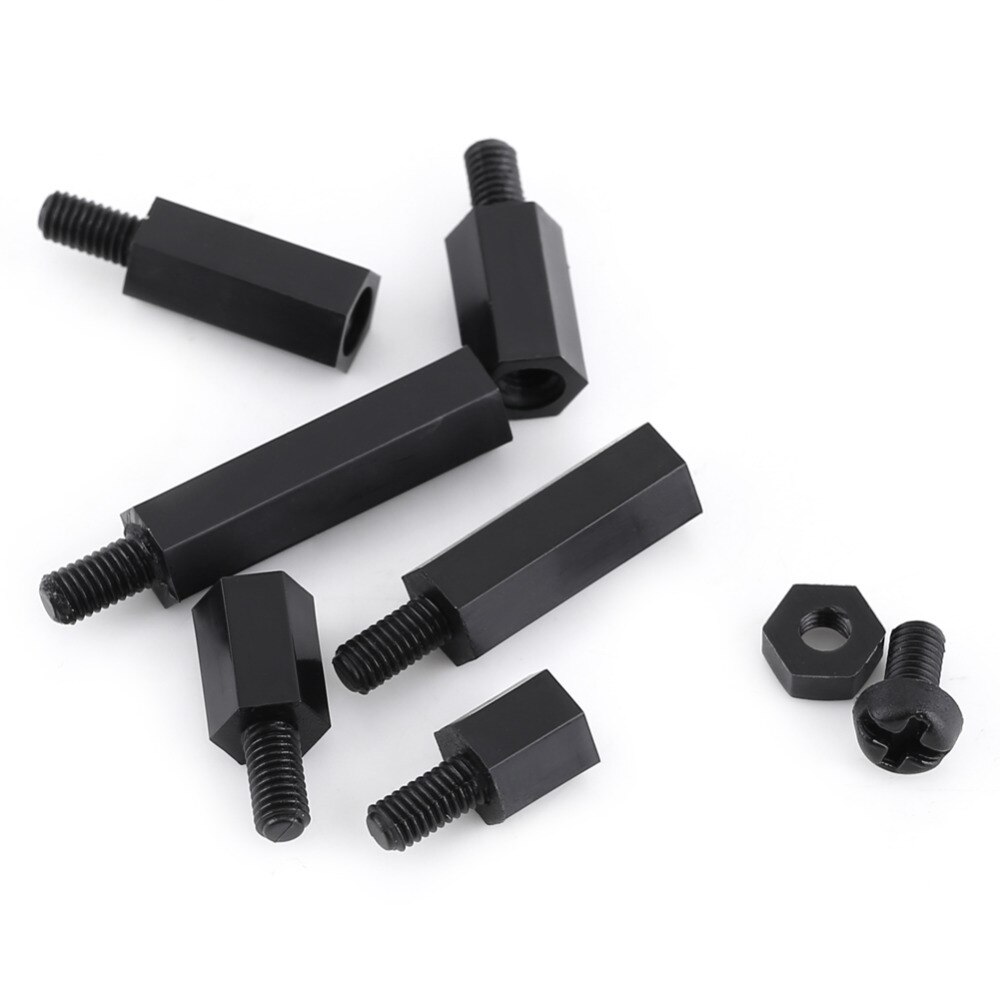 250 st  m2 m3 nylon distanser kolumn skruv avstånd hane hona distansskruvar muttrar svart