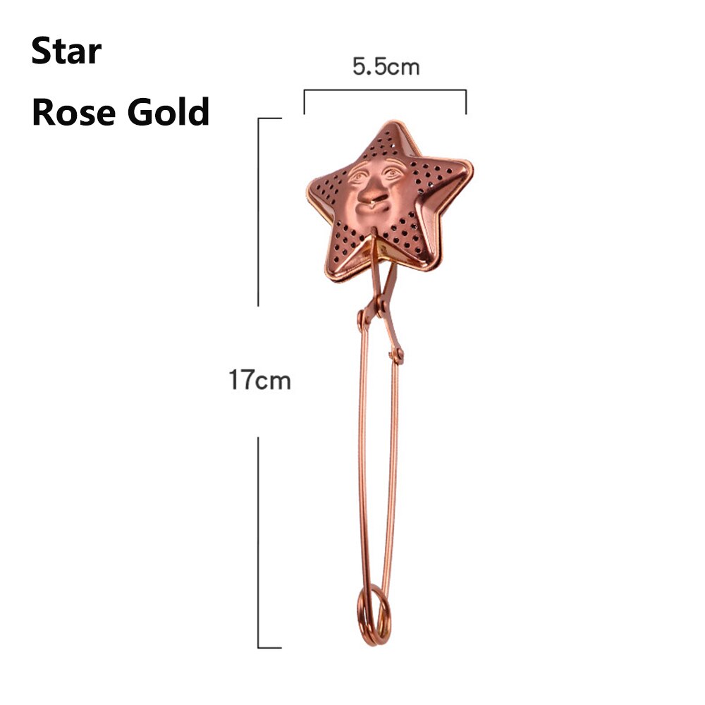 1 PC Herbruikbare Rvs Theezeefje Filters Losse Thee Infusers Spice Diffuser Drinkware Thee Accessoires Keuken Tool: Star	Rose Gold