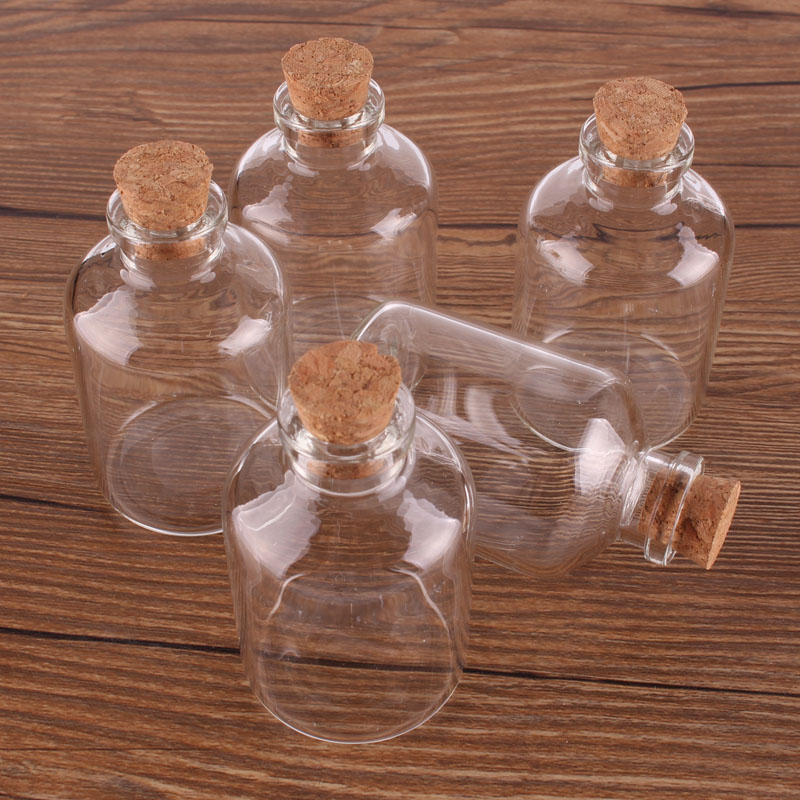 24 stks 50 ml Maat 40*63*12.5mm Transparante Glazen Flessen met Kurk Lege Spice Flessen kruiken Ambachten Flesjes