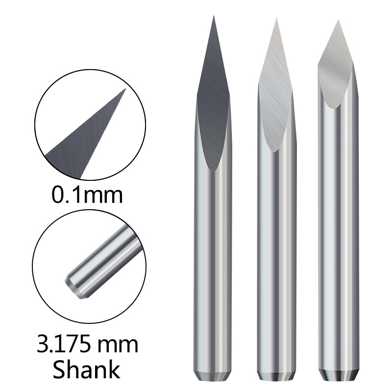 10 Uds broca de grabado CNC brocas de grabado piramidal de 3 bordes vástago de 3.175mm 20-90D fresa de extremo de carburo fresa de broca enrutadora CNC
