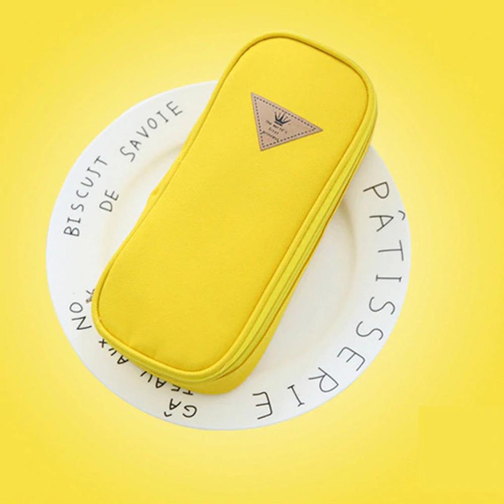 Protection Pencil Stationery Student Color Yellow Simple Colorful Pencil Case School Storage Furl Pink Lake Blue: Yellow