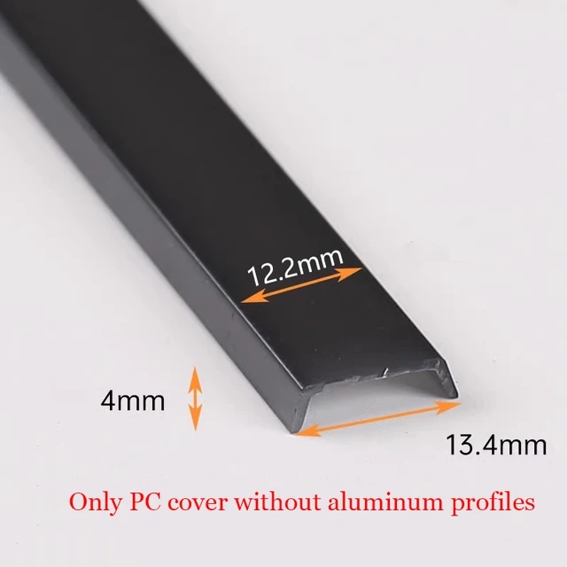 Zwarte LED aluminium profiel siliconen hoes kanaalverspreider U-vormige kast harde bar licht vervangbare lampenkapaccessoires: Rood / Licht Geel
