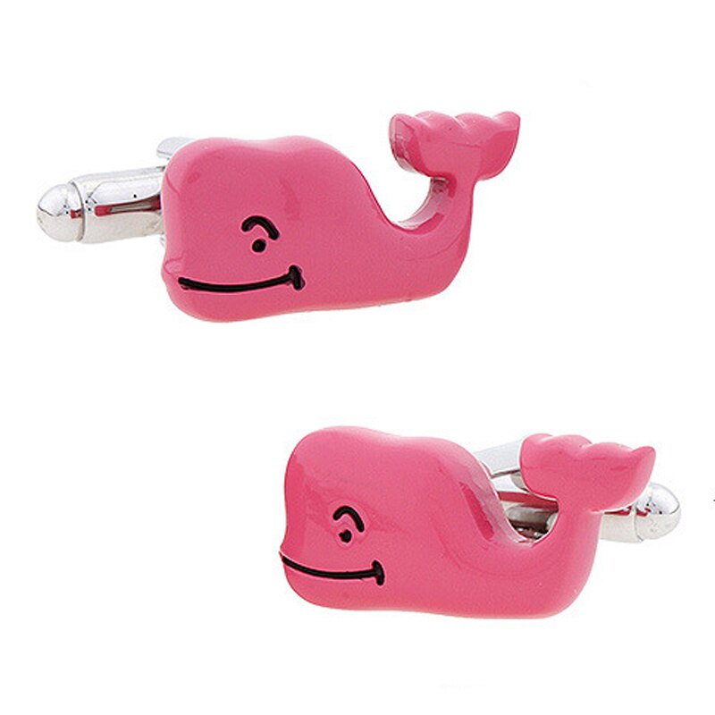 Gemelos de animales personalizados con forma de ballena rosa para hombres románticos a la , de joyería para mujeres, gemelos franceses