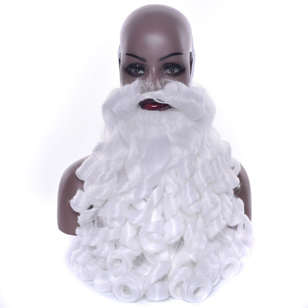 IMISSU Christmas Costume Santa Claus Wig and Beard Synthetic Hair White Cosplay Hair Hairpiece for Xmas Halloween Year Hat: Beard
