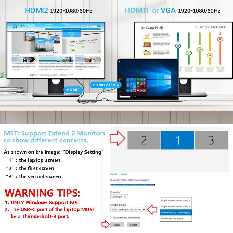 Usb Type C Laptop Docking Station Dual Hdmi Dual Screen Display Usb 3.0 Hub Adapter Dock Voor Hp Dell Xps oppervlak Lenovo Thinkpad