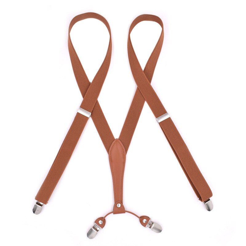 2.5cm Wide X-Shape Trouser Pants Suspenders Braces 4 Clips for Adult Women Men Boy Girl Wedding Party Event-Black Blue Red: Camel