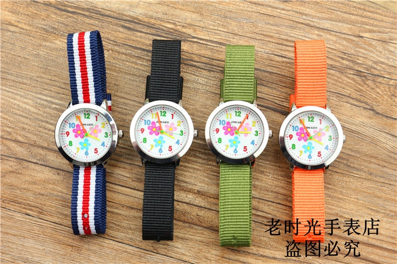 simple boys and girls learn to time number quartz watch kids luminous hands tutor nylon sports Dibujos de reloj