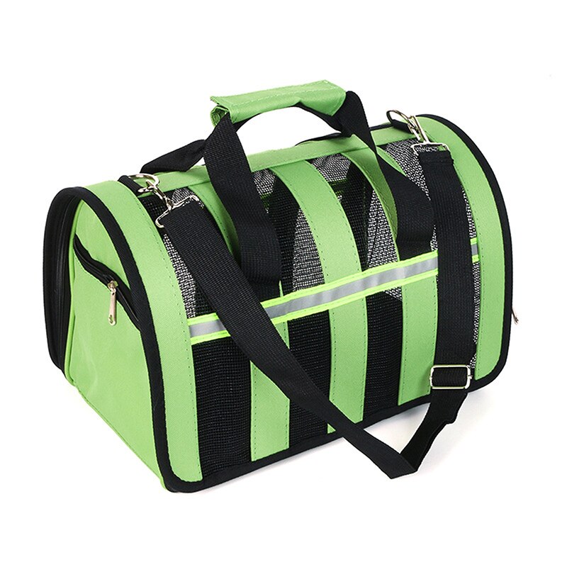Cute Pet Bag Cat Bag Four Seasons Small Medium-sized Cats Dog Go Out Folding Portable Mesh Breathable Carrier Accessories: green / L
