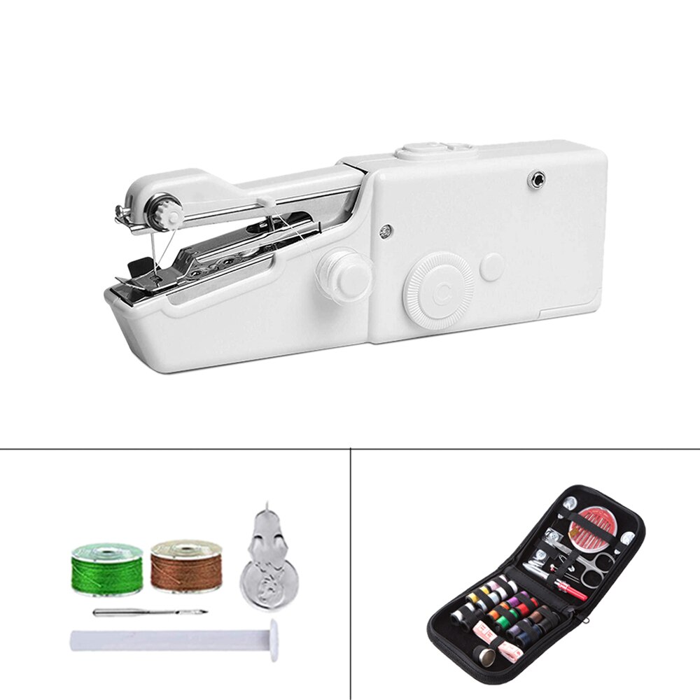 Portable Mini Hand Sewing Machine Household handheld Sewing Machine Electric Stitch Needlework Set for DIY Clothes Stitchin: Set 3