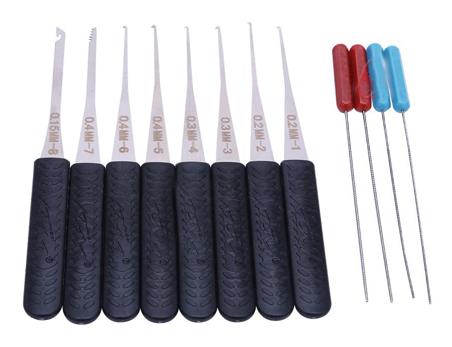2 pièces Serrure Transparente Set D'ouvreur avec 15 pièces Noir Sac Outils 12 pièces Cassé Clé Enlever Outils, Serrure Entraînement Ensemble
