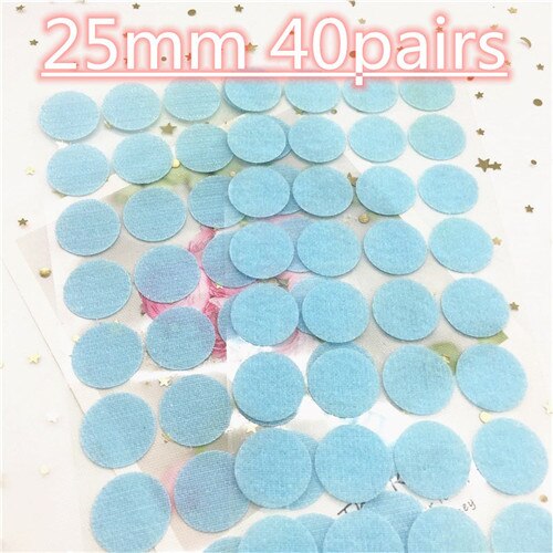 40pair 25mm Colorful Velcros Adhesive Self Adhesive Fastener Tape Hooks And Loops Strong Glue Magic Tape Dot Sticker Nylon Disc: 25mm light blue 40pa
