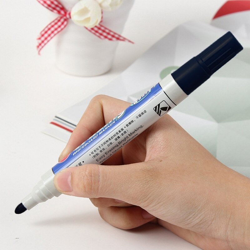 1 st Uitwisbare Zwarte Inkt Marker Pen Whiteboard Snelle Droog Comfort Grip Voor Kantoor School Uitwisbare Zwarte Inkt marker Pen