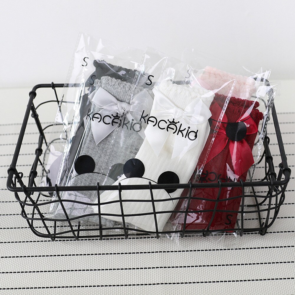 Crianças bebê material meninas meias calcetines arco grande joelho alto longo macio algodão rendas meias meninas presentes navidad socks socks socks socks meias de natal