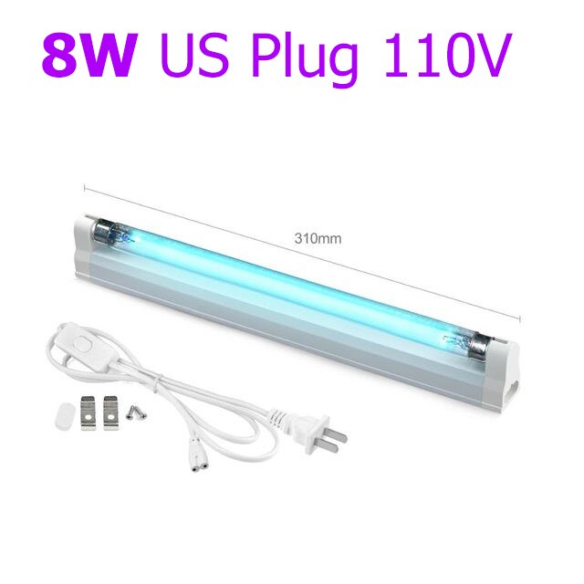 T5 UC Tube Quartz Lamp UVC Sterilizer Lamp AC 220V 110V Ozone Germicidal Light Bactericidal Ultraviolet Lamp Disinfection Deodor: 8W-110V-US
