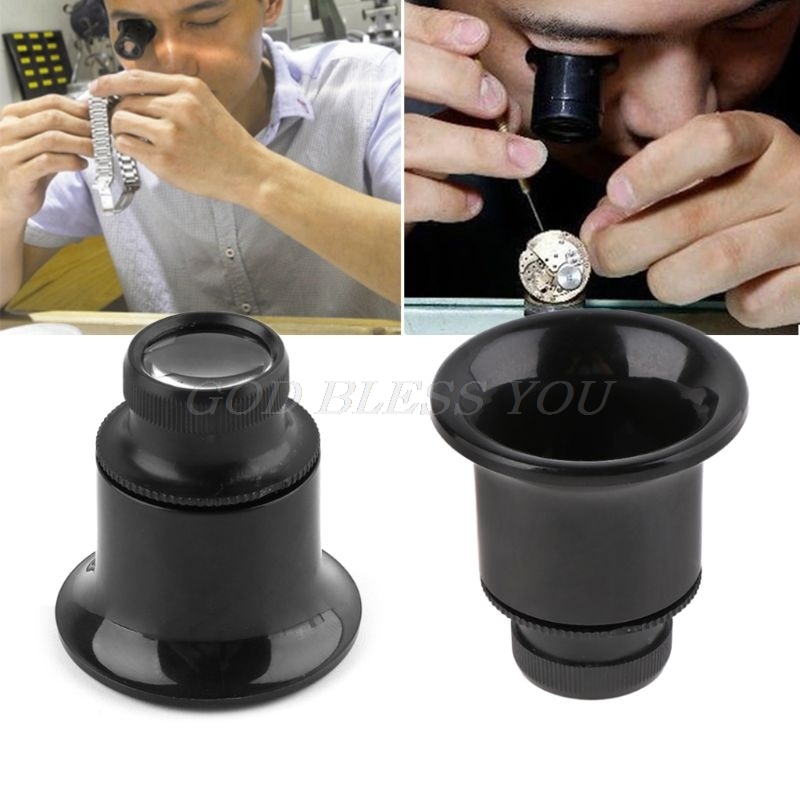 20X Jeweler Watch Magnifier Tool Monocular Magnifying Glass Loupe Lens Black