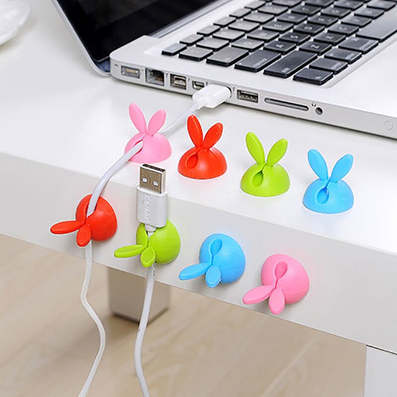 4 stk usb line mappe fast klip selvklæbende kabel fastgørelse styring wire binde kabel montering klip computer