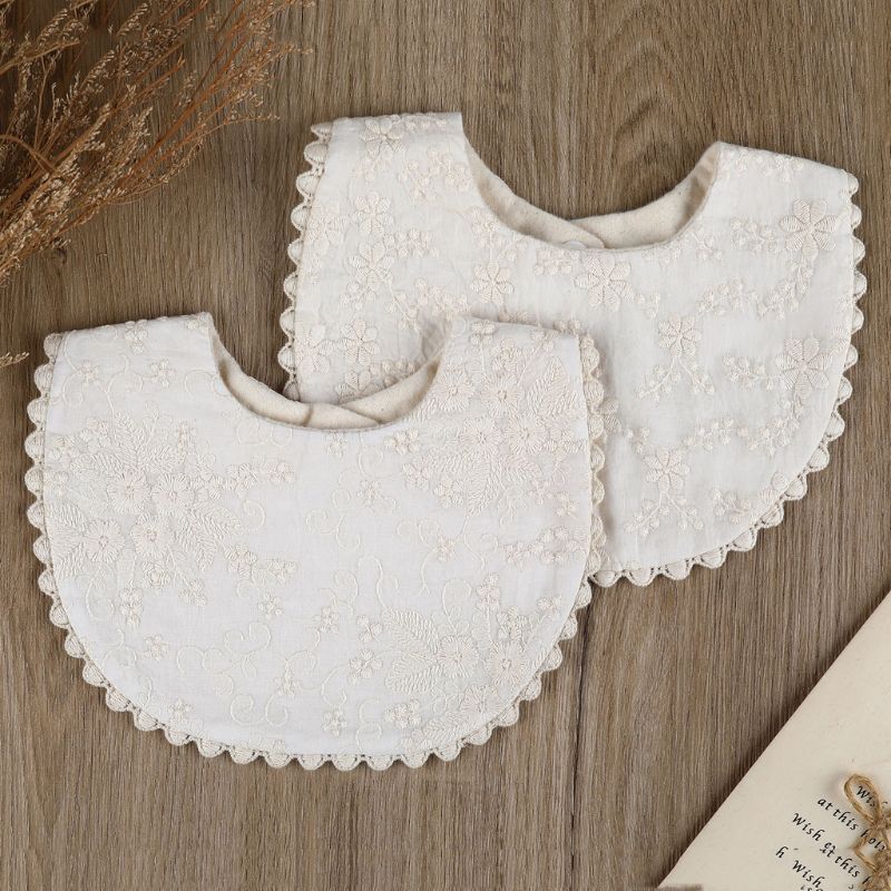 Bébé filles bavoirs -né broderie florale princesse coton Bandana bavoirs alimentation salive serviette