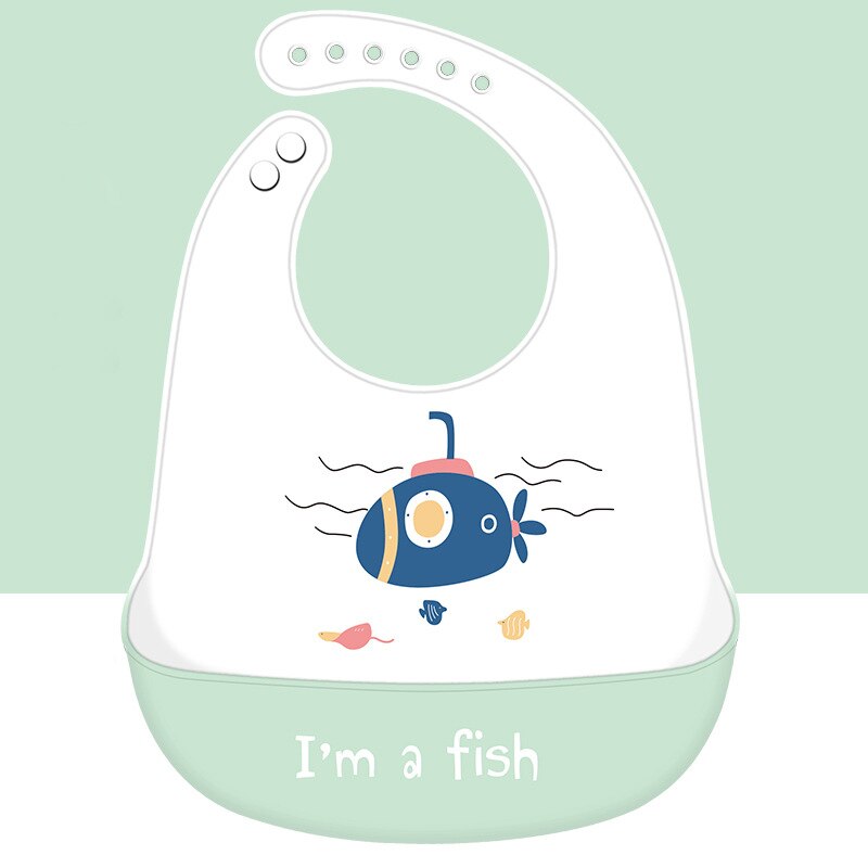 Niedliches Baby- #39 -lätzchen mit speicheltuch, wasserdichtem silikon, verstellbarem umfang, Karikatur-motiv und tasche: 5