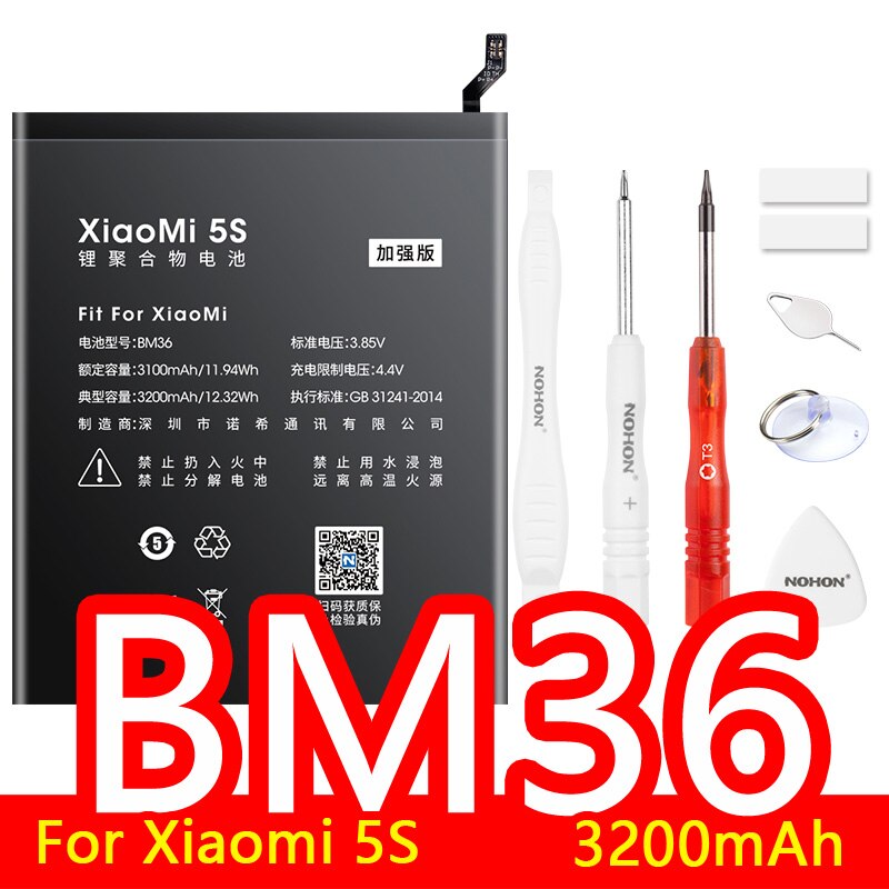 NOHON Batteria Per Xiao mi mi 5 mi 4C mi 6 mi 3 4 6X rosso mi nota 2 3 4 4X 5 BM35 BM22 BM36 BM3E BN31 BM45 BM46 BN41 BN43 BN45 Bateria: BM36