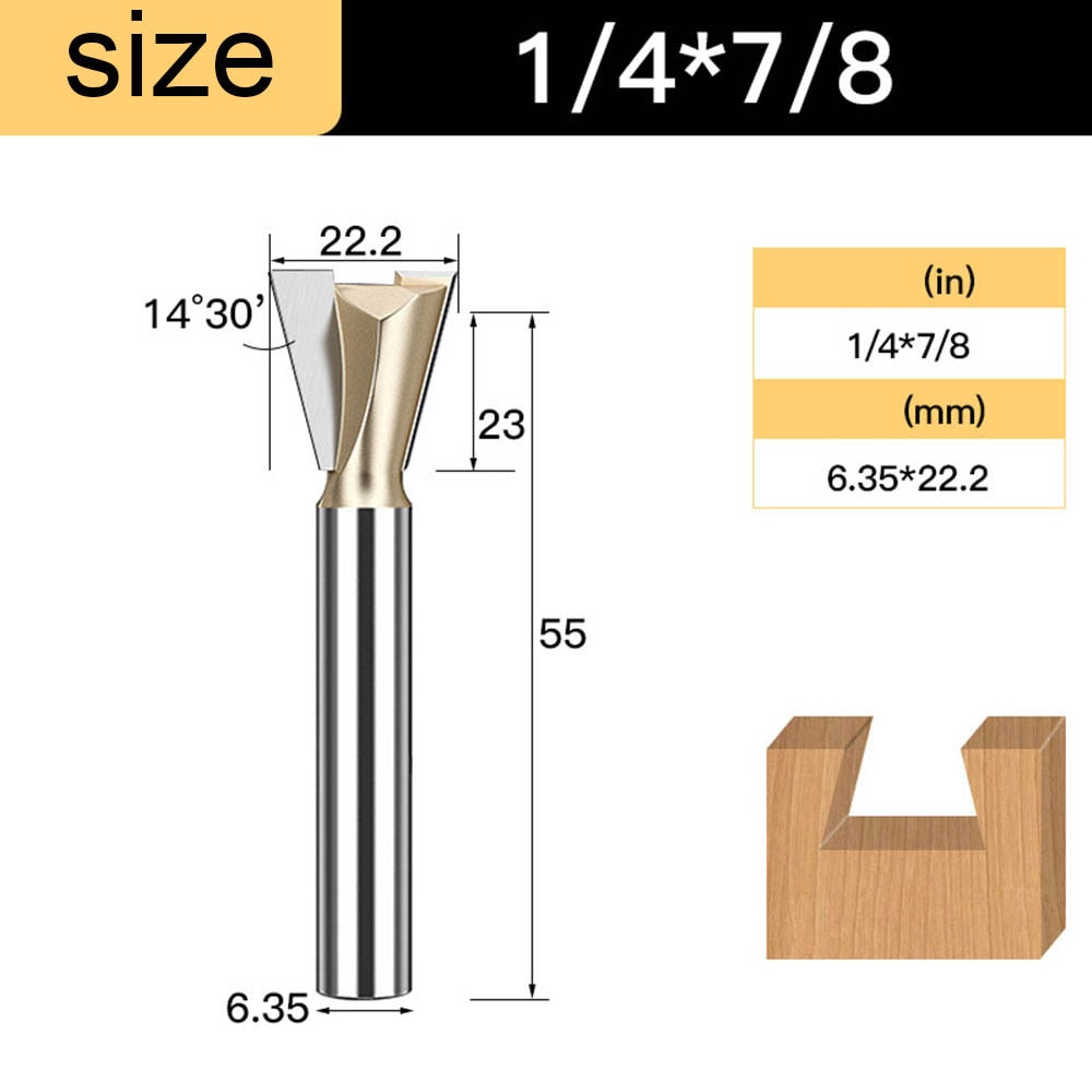 Tideway Dovetail Router Bits Joint Milling Cutter Tools for Furniture Building Cabinet Making Engraving Cutting Tool for Wood: W00107