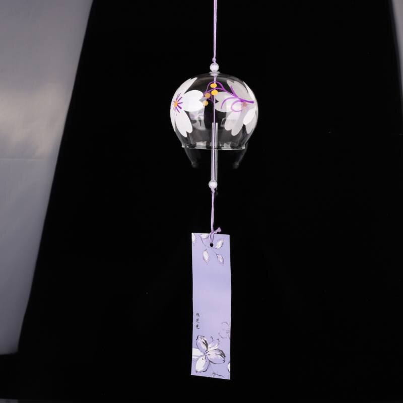 Campanilla de viento de cristal Sakura pintada a mano campanas de estilo japonés decoración para el hogar jardín manualidades para la Oficina Accesorios de colgar: A4