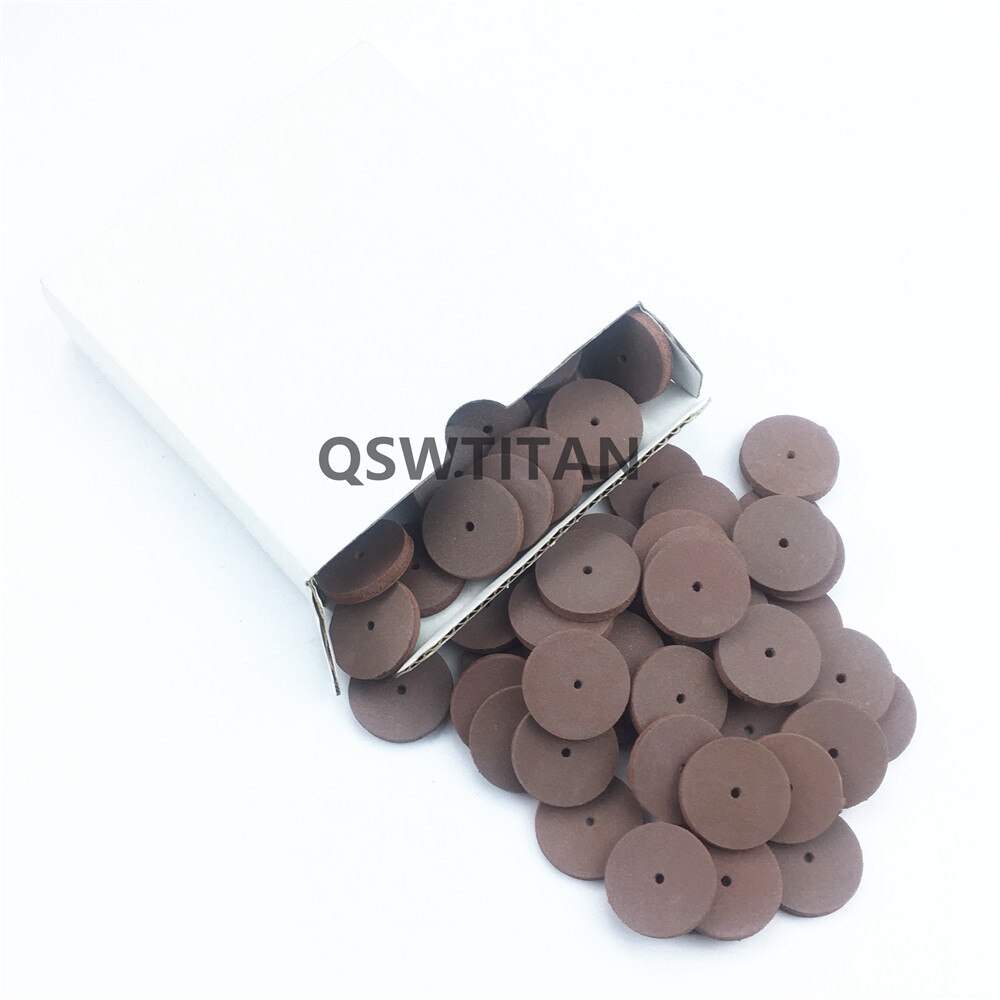 Roue de polissage en caoutchouc et silicone, assortiment de 100 pièces, particules de polissage, matériel de laboratoire dentaire, meulage en alliage métallique: 100pcs- brownThick