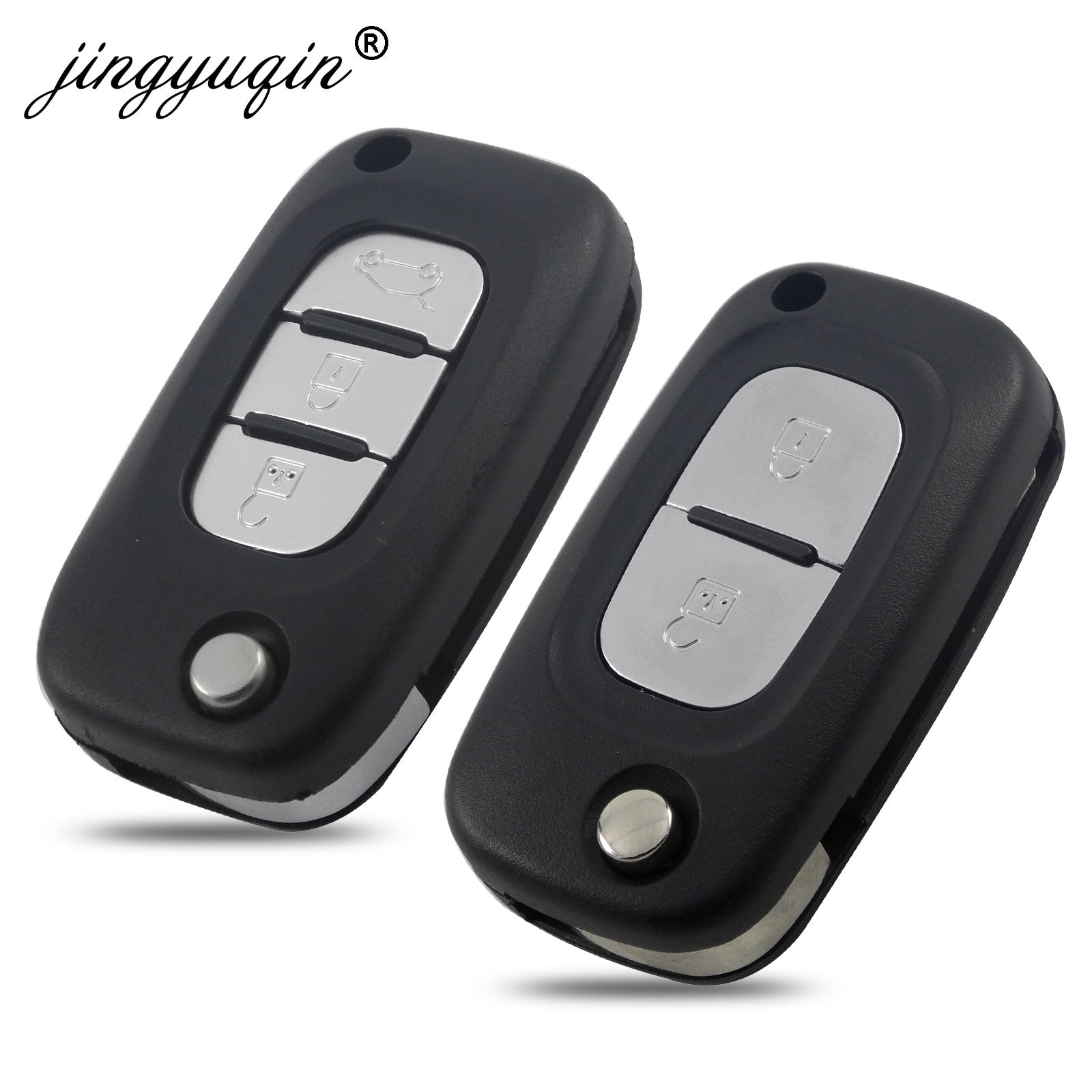 Jingyuqin 2/3 Knoppen Flip Auto Remote Key Case Fob Shell Voor Renault Fluence Clio /Megane /Kangoo Modus Lada VA2/HU83/Ne72 Blade