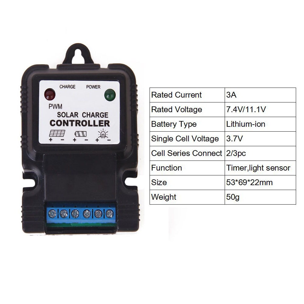 LED 3A Solar Charge controller 3.2 3.7 6.4 12.8 25.2 12 24 V Li-ion Lithium 3s 6s Battery charger Regulator PV Street light lamp: 3A 7.4V 11.1V
