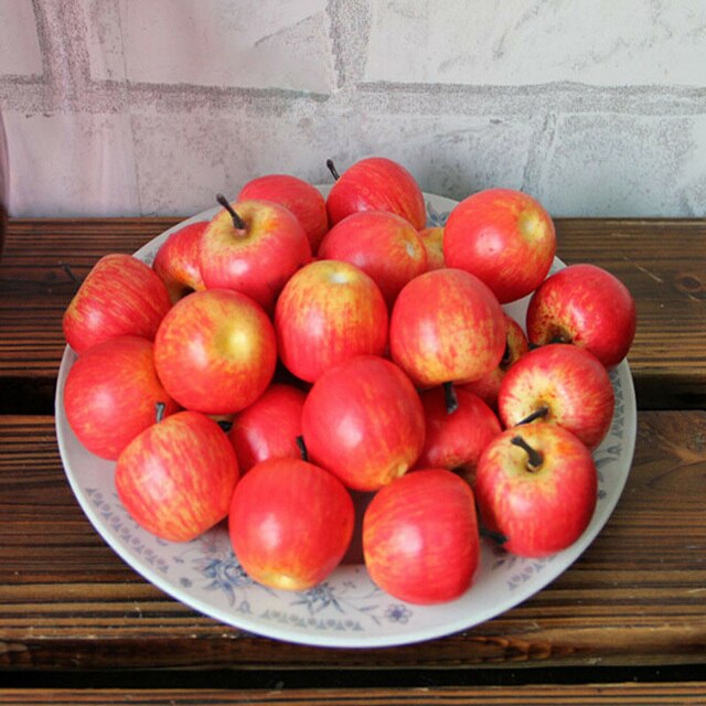 10 Pcs Artificial Foam Mini Apples Red Green Simulation Faux Fruit DIY Crafts Ornaments Photography Props Wedding Home Decor: Red  apple