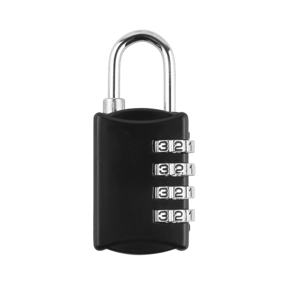 Resettable 4 Digit Combination Mini Lock Travel Luggage Suitcase Bag Weatherproof Protection Padlock Outdoor Safely Code Lock: Black