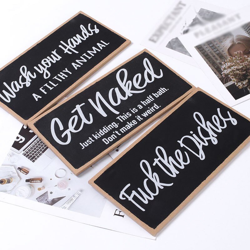 Funny Wood Sign Hanging Wall Art Decorative Funny Inappropriate Sign Bathroom Hanging Board Individuality Home Decor 11