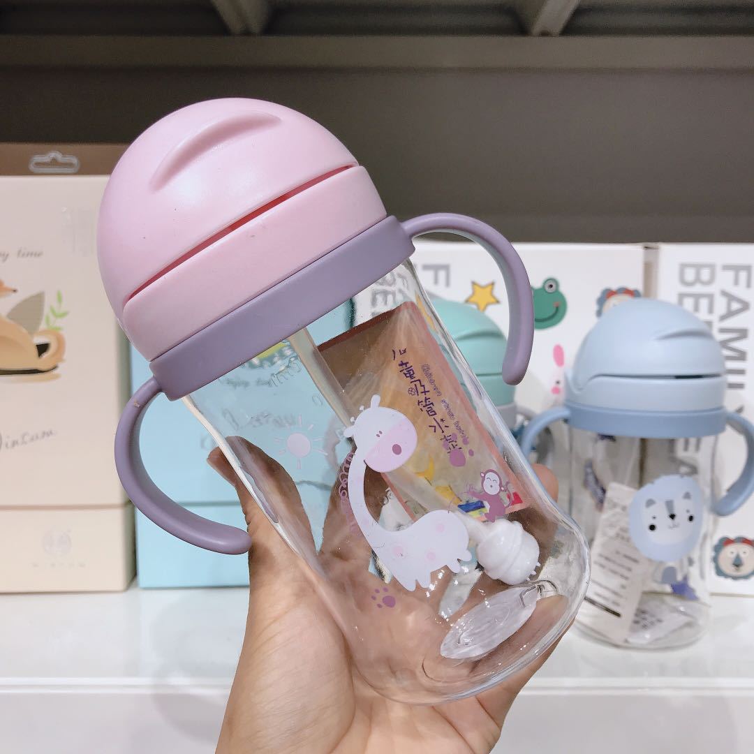Biberon pour Bébé avec Paille Capacité 250 ou 350 ml pour Apprendre à Boire, Bouteille d&#39;Alimentation, pour Enfant, Entraînement: 350ml Pink