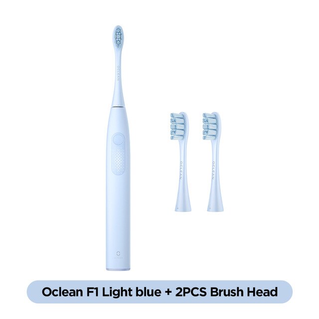 Oclean F1 Sonic Elektrische Tandenborstel IPX7 Waterdichte Smart Snel Opladen 3 Modi Voor Volwassen: L blue n 2PCS head
