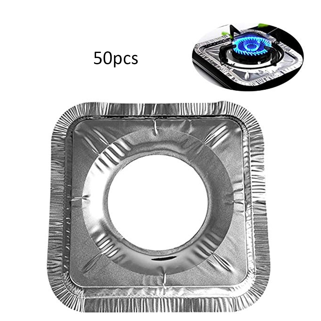 50 stuks wegwerpbare schoonmaakpads voor gasfornuizen, dikke folie, hittebestendige vetvrije foliebeschermers voor picknicks in de buitenlucht: 50pc