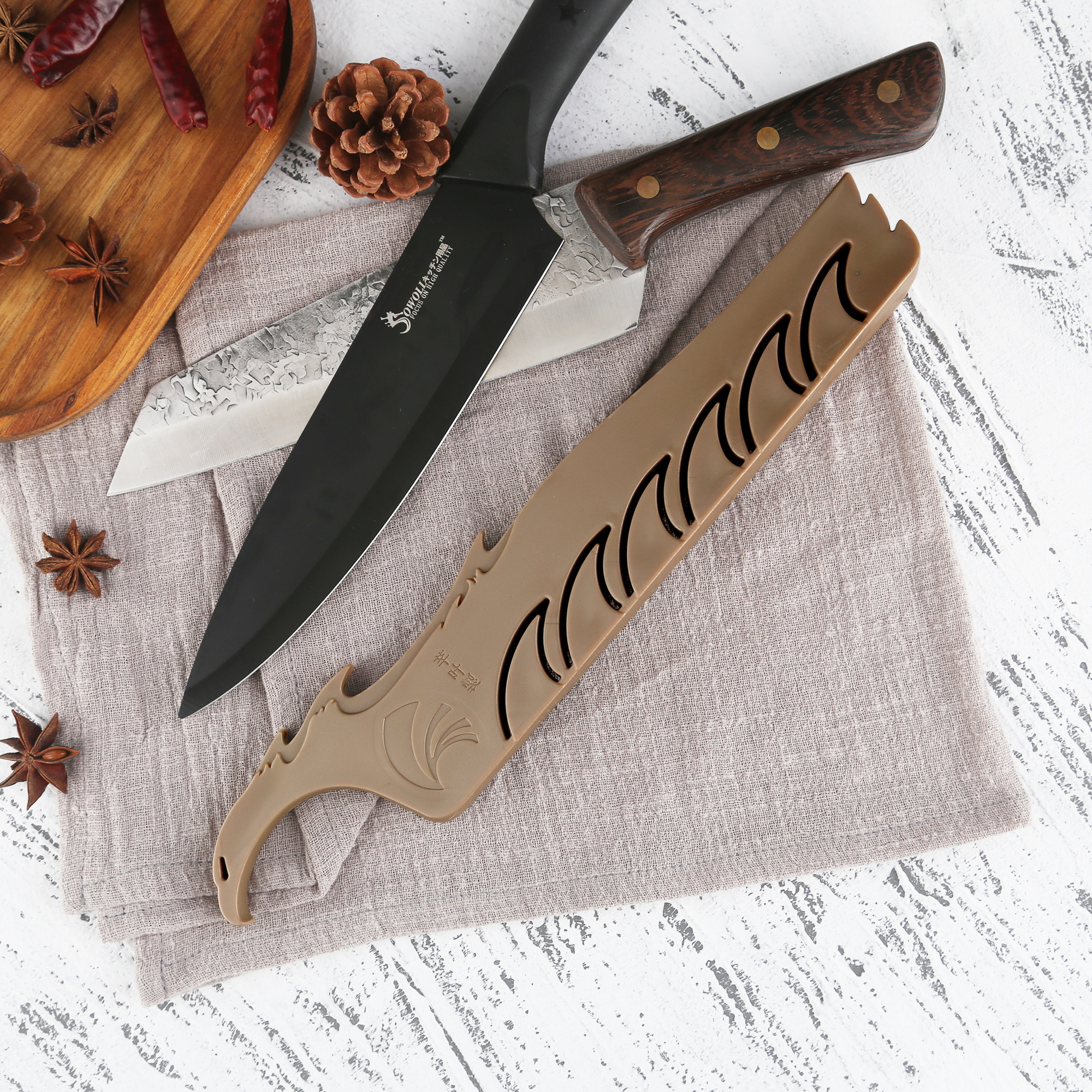 XYJ Eagle knife sheath holder 3 pack large size plastic kitchen knives sheath cover for single knife storage and display