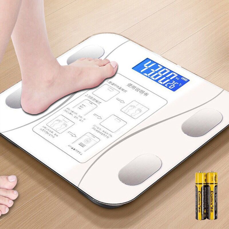 Digital Body Fat Scale BMI Weight Scales Bluetooth Body Fat Measurement Device Smart Body Weight Analyzer Bathroom Floor Scale: white battery style1