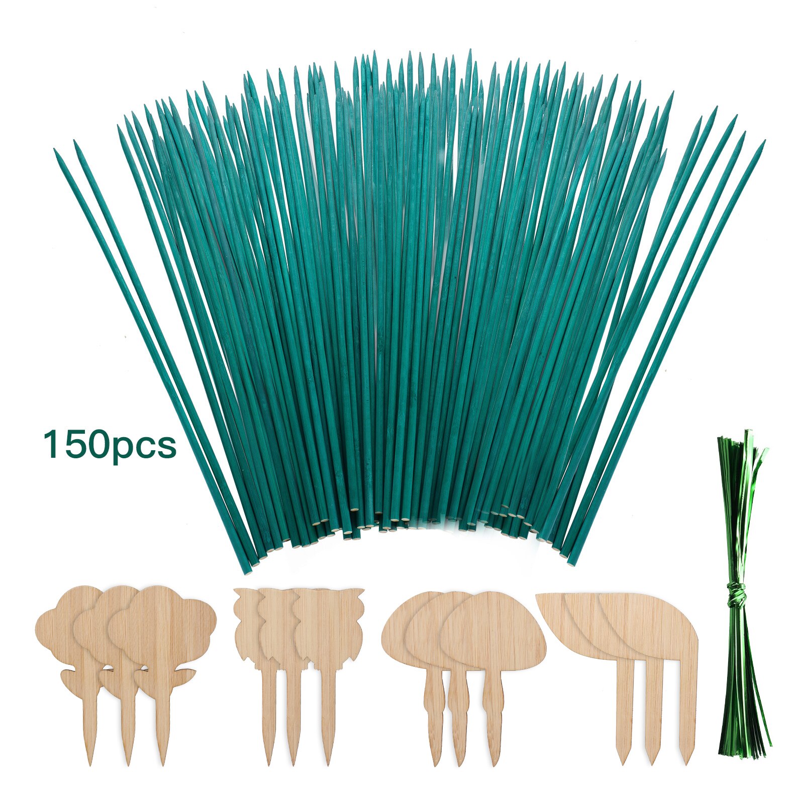 Sign Posting Garden Sticks Wood Plant Stakes Metallic Tie Green Wooden Portable 50 Per Bundle Floral Picks