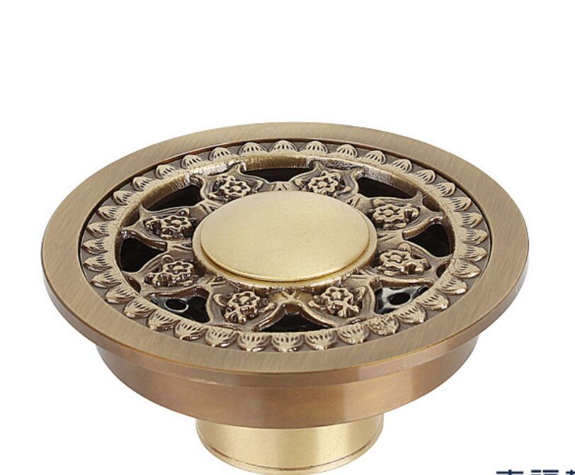 Vidange de sol en laiton Antique | 10cm Euro de sol de douche, déodorant de salle de bains, rond Euro couvercle de passoire de sol, grille de déchet: SMT044-E