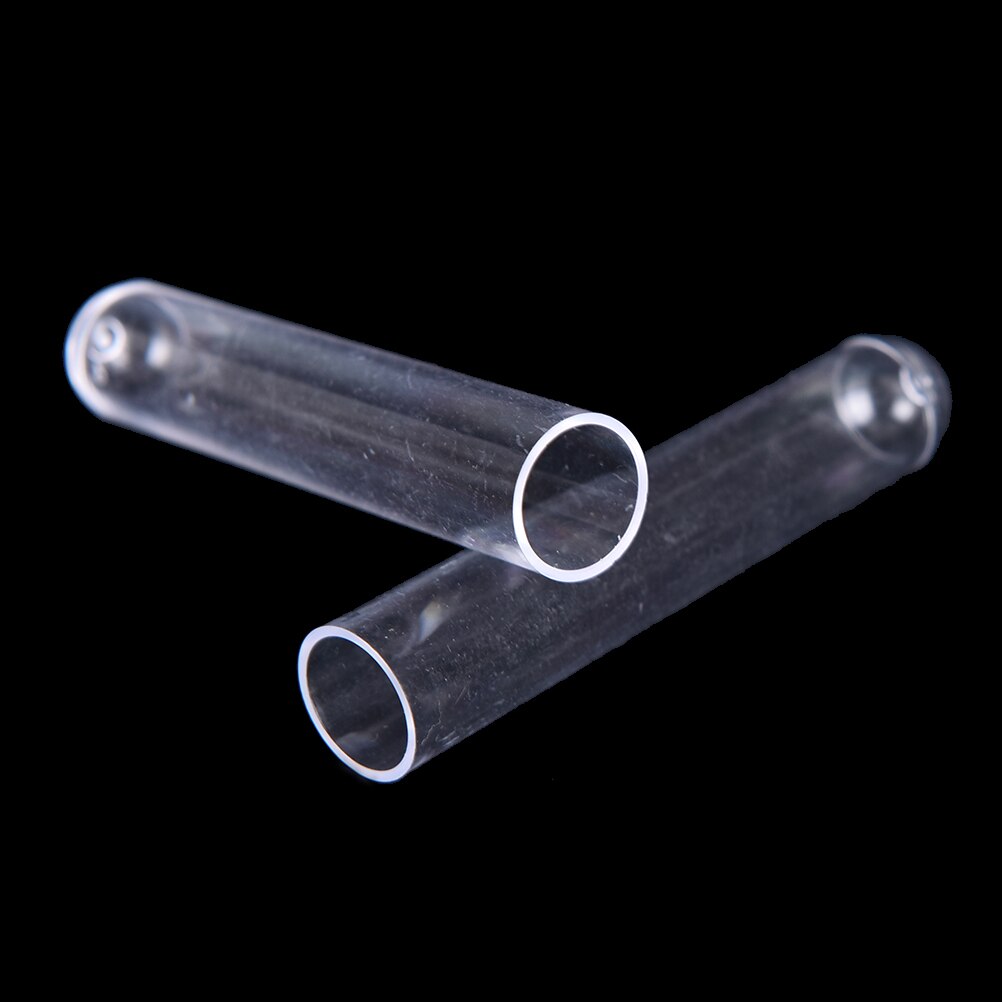 10pcs 12*60mm Clear Plastic Test Tubes Hard plastic test trial tube for Office School Chemistry Supplies