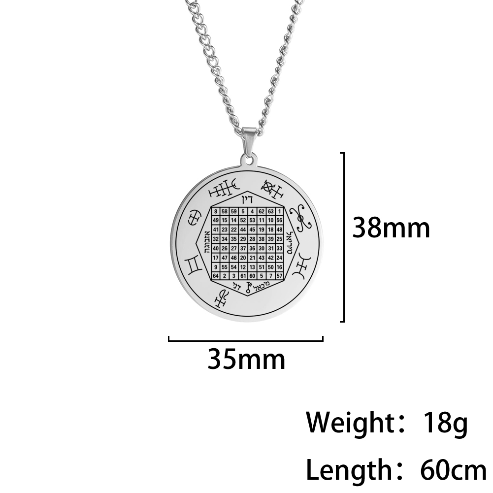 LIKGREAT-collar de Saturno, Júpiter, Solomon, Cuadrado mágico talismán de acero inoxidable, colgantes ocultos, joyería, de Navidad: 20