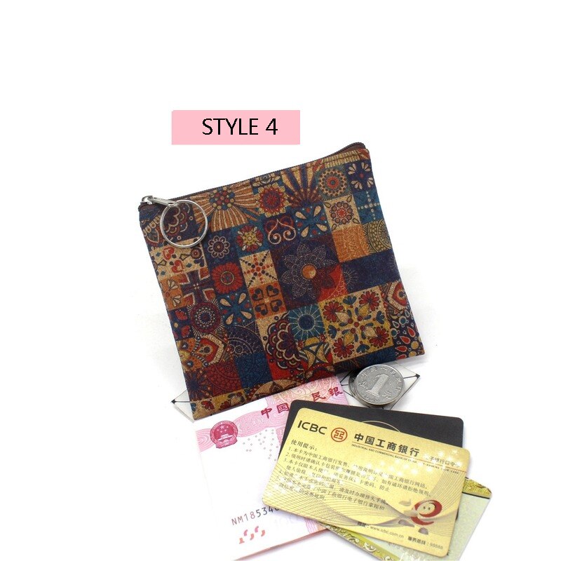 Jahrgang geldbörse mit echtholzmaserung, rindenkork-optik, lässige, nostalgische Kupplung, kleine quadratische schlüsseltasche: Stil 4