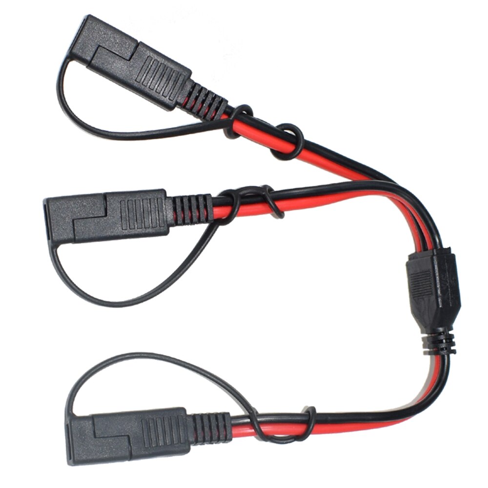 SAE DC Power Automotive Connector Cable Splitter 1 to 2 SAE Extension Cable Suitable for Solar Battery Connection 14AWG