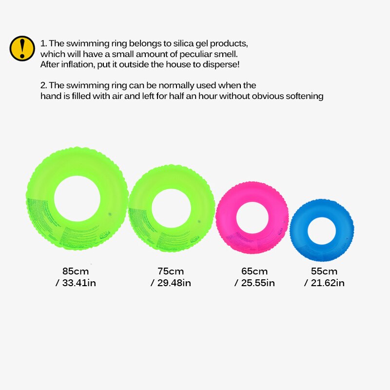 Fluorescent Inflatable Pool Swimming Ring Pool Float Swimming Circle Floating Tube Ring Summer Water Sports Toys for Women Kids