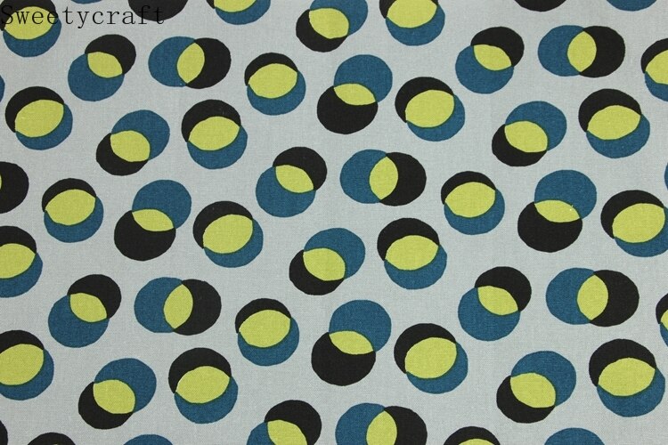 Tela de algodón grueso de para decoración del hogar, tejido de 110x45cm con estampado circular artesanal, bolsa de costura hecha a mano, mantel, cortina,