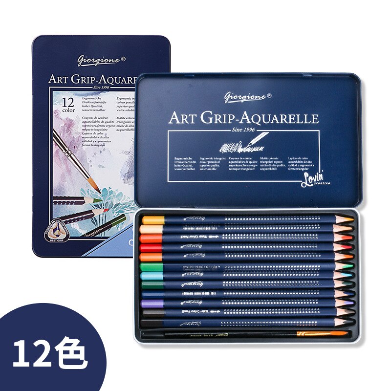 Juego De lápices De acuarela GIORGIONE, Lapices triangulares De madera, lápices De Colores para dibujar, juegos De arte, útiles escolares De Colores: 12 colors