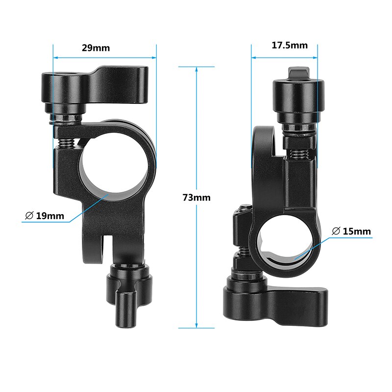 CAMVATE Standard 15mm To 19mm Rod Clamp Adapter Perpendicular Railblock For DSLR Camera Cage Rig, Shoulder Mount Support Rig