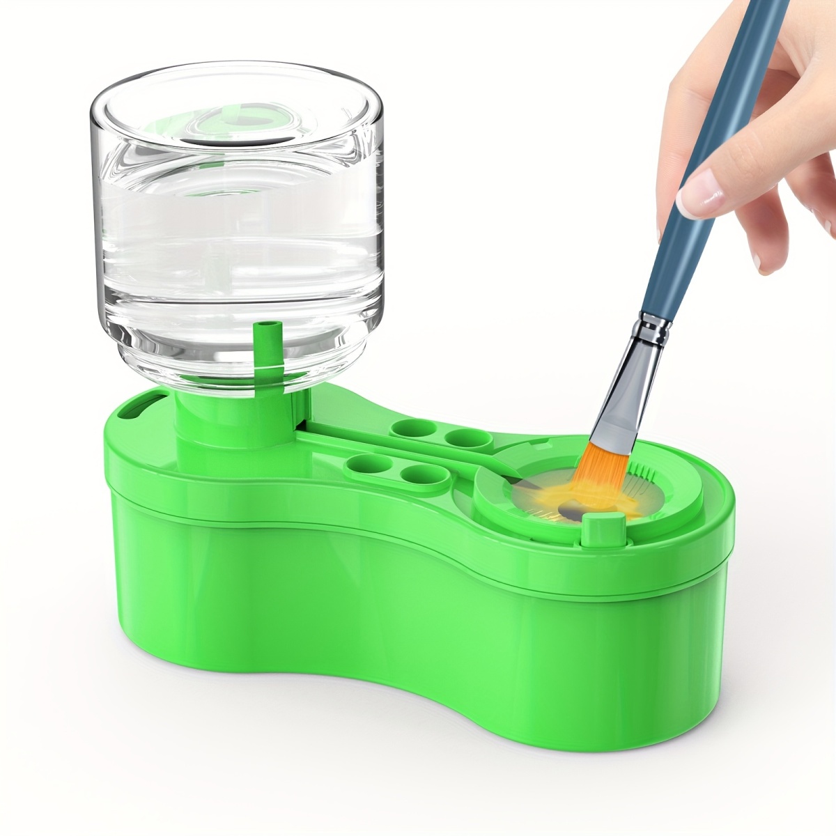 Paint Brush Cleaner With Drain Button Automatic Water Circulation Paint Brush Cleaning Machine Cleaning Bucket Art Tools: green