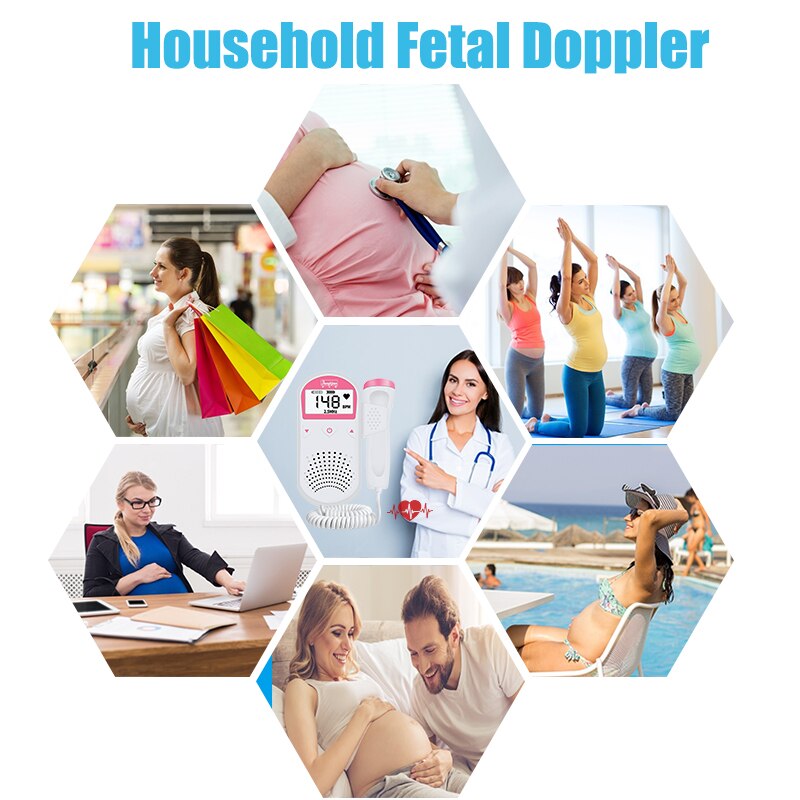 Foetale Doppler Baby Hartslag Detector Draagbare Zwangere Vrouwen Doppler Foetale Monitor 2.5M Prenatale Huishoudelijke Sonar Monitor