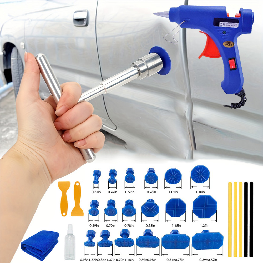 Juego de herramientas de reparación de abolladuras sin pintura para carrocería de coche, pieza de automóvil, tobogán mecánico de chapa de Metal, Kit de pegamento extractor de ventosa de varios tamaños